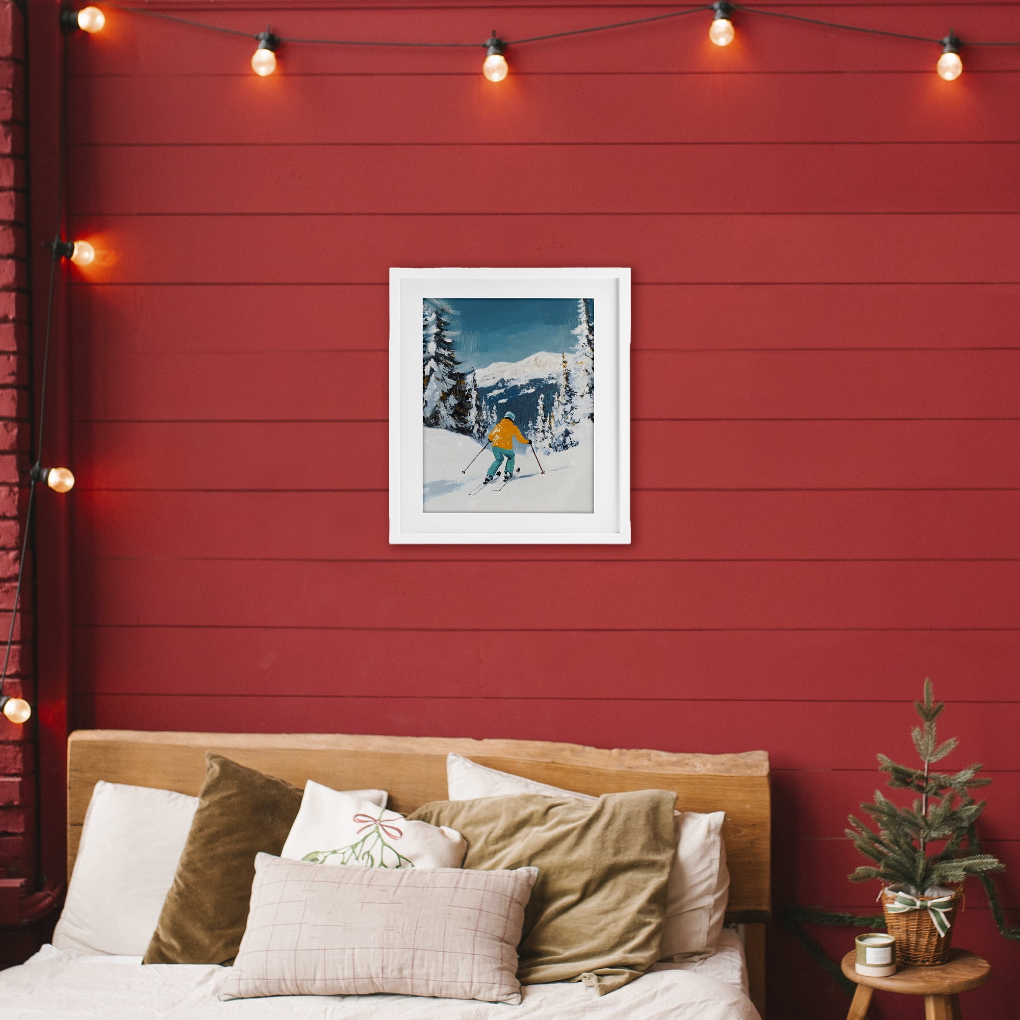 Stupell Industries Downhill Skier on Mountain White Framed Print Under Glass, design by The Prints Vibe