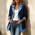 thumbnail image 4 of Warop Women's Sweatshirt with Denim Panel Lapel Button Long Sleeve Casual Outwear Top for Daily and Street, 4 of 7