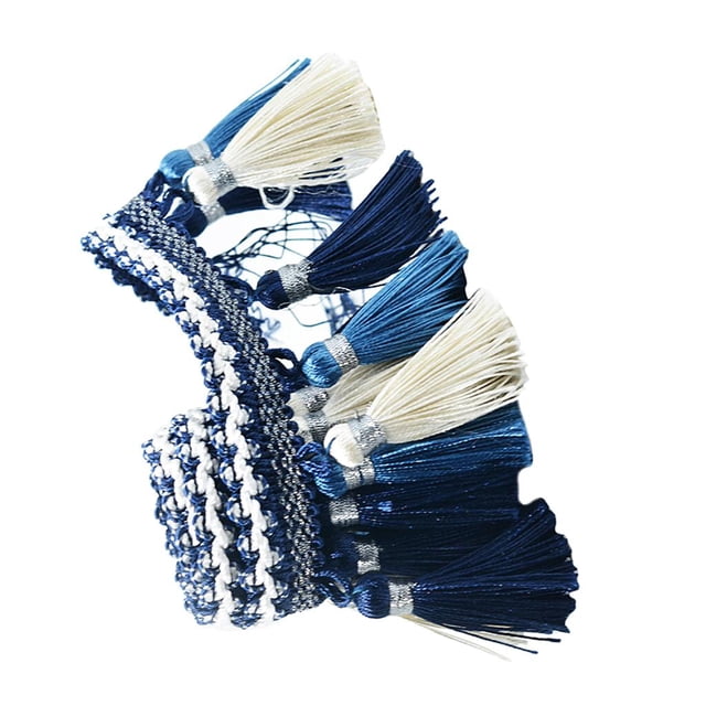 Cortina De 1 Yarda Costura Borla Flecos Recorte Accesorios De Cinta Decoración Del Hogar - Azul + blanco Sunnimix Bordes Bordes Borla
