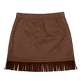 thumbnail image 5 of RTKFRFLM Girls Western Cowgirl Suede Fringe Skirt High Waist Denim Mini Skirt Halloween Party Outfits Kids, 5 of 9
