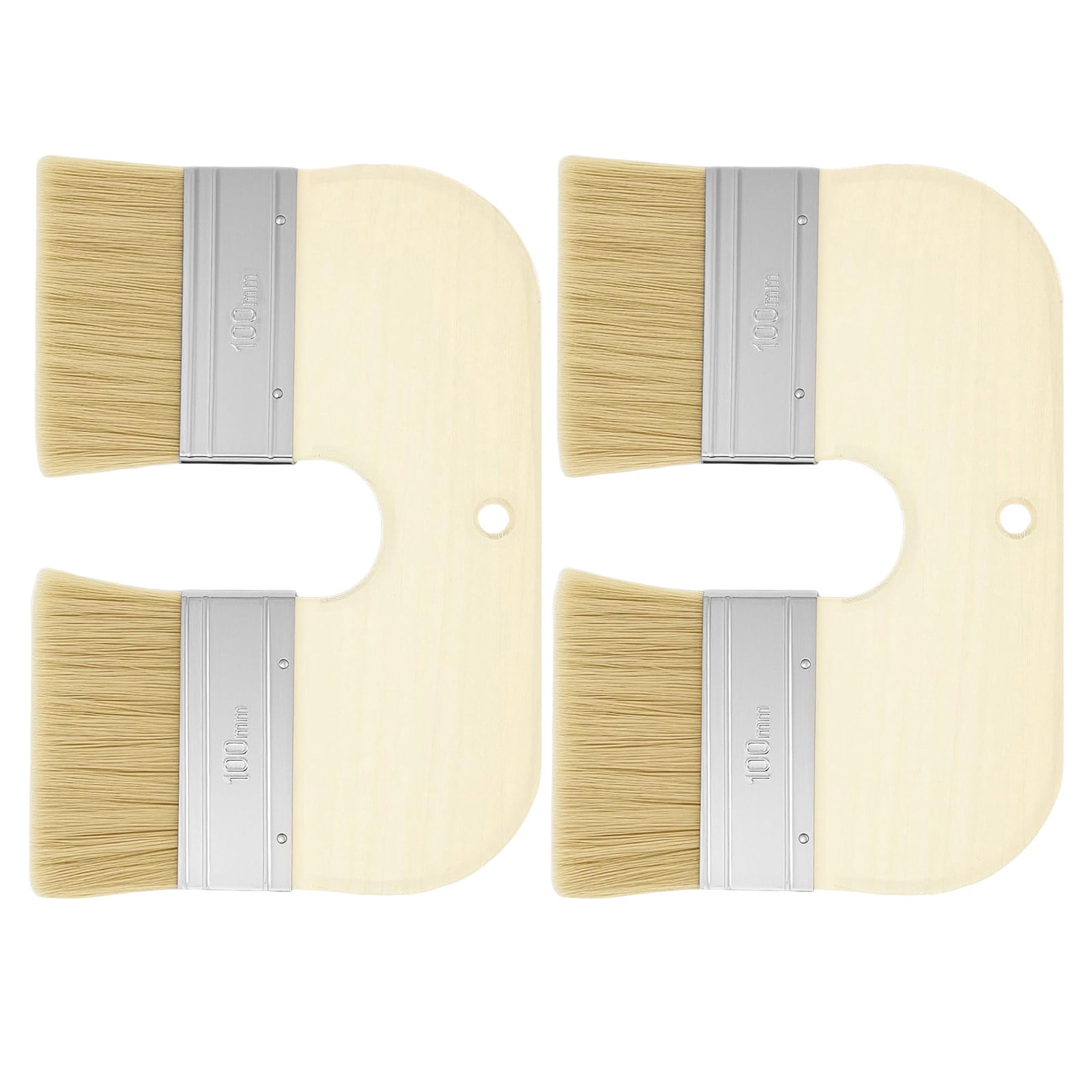 9.5Inch U-Shape Double Head Paint Brush, Wide Reusable Dual-Color Paint Brush Art Tool with Wooden Handle for Artists (Log Color)