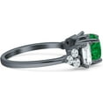 thumbnail image 6 of Vintage Style Round Three Stone Ring Green Emerald Cubic Zirconia Black Tone 925 Sterling Silver, Size 9, 6 of 7