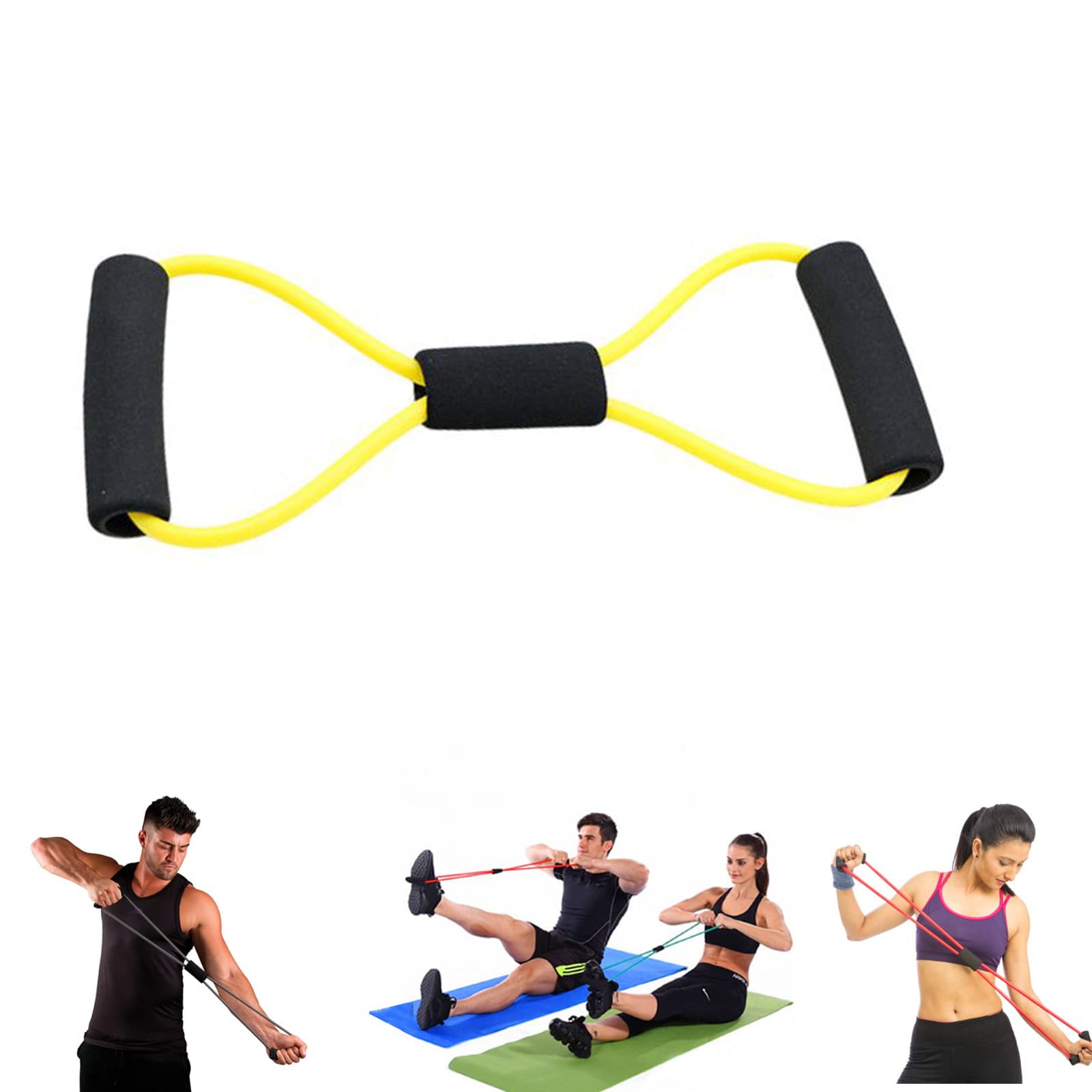 7Pcs Yoga Mat Set Pedal Tension Rope Pilate Ball Exercise Fitness Gym Workout 