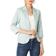 thumbnail image 3 of Allegra K Women's Striped 3/4 Sleeves Open Front Blazer, 3 of 7