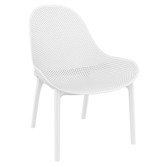 Luxury Commercial Living 32.75" White Solid Patio Lounge Chair