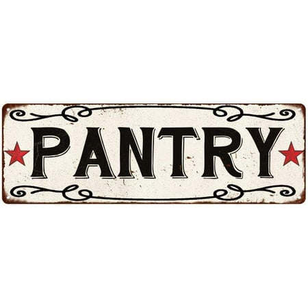 Old Style Metal - PANTRY Country Style w/Red Stars Vintage Look Metal Sign 6x18 Old Advertising Man Cave Game Room M6180784