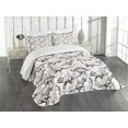 thumbnail image 3 of Ambesonne Dinosaur Quilted Coverlet 3 Pcs, Reptiles Footprints, Queen Size, Brown White, 3 of 5