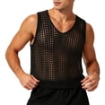 thumbnail image 4 of VSSSJ Men's Crochet Tank Tops Hollow Out Loose Knit Summer Sleeveless Tops Crew Neck Casual Vacation Beach See Through T Shirts Black Free Size, 4 of 5