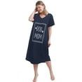 thumbnail image 6 of FEREMO Nightgowns for Women Plus Size V Neck Short Sleeve Nightshirts Sleepwear(Navy,1X), 6 of 6