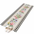 thumbnail image 2 of Runner Rug 2 x 6 Ft, Pink Spring Floral Washable Non-Slip Floor Mat for Kitchen Hallway/Entryway, Black White Plaid Pastoral Flowers Rustic Long Kitchen Runner Area Rugs for Living Room, Low-Profile, 2 of 7