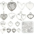thumbnail image 2 of 90Pcs 15 Styles Heart Charms Hearts Charm Valentine's Day Assorted Love Charms Collection Tibetan Style Alloy Mother's Day Charm for Jewelry Making Charms Valentine Gifts DIY Crafting, 2 of 9