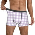 thumbnail image 2 of Kdxio Men's Boxer Briefs with Purple Checkboard Print - Comfortable and Breathable Underwear for Everyday Wear, 2 of 7