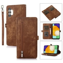 Flip Case Cover for Samsung Galaxy A15 Case, Multi-Card Zipper Wallet Phone Case Leather Folio Flip Wallet Magnetic Wallet Case Phone Cover Case for Samsung Galaxy A15 Back Cover, Brown