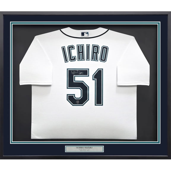 Seattle Mariners Ichiro Suzuki Autographed Framed White Nike Jersey IS Holo 243017