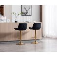 thumbnail image 2 of Guyou Modern Swivel Bar Stools Set of 2, Adjustable Velvet Counter Height Kitchen Bar Chairs with Footrest and back for Pub Kitchen Island Dining Room, Black, 2 of 14
