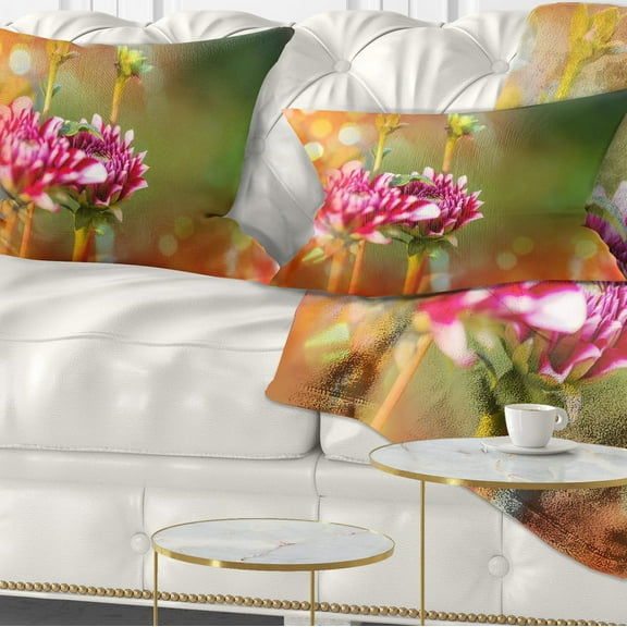Designart 12" x 20" Pink Polyester Throw Pillow