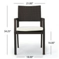 thumbnail image 4 of Outdoor Brown Wicker Dining Chairs with White Water Resistant Cushions (Set of 2), 4 of 5