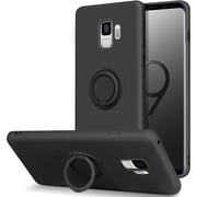 Samsung Galaxy S9 Case, Slim Silicone | 360° Ring Holder Kickstand | Support Car Mount | Soft Rubber Shockproof Bumper Protective Non-Slip Cases Cover for Samsung Galaxy S9 5.8" (2018), Black