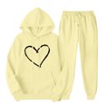 thumbnail image 2 of successthop 2 Pieces Lounge Set Women Fleece Long Sleeve Hoodie and Jogger Sweatpant Heart Fall Streetwear with Pockets, 2 of 7