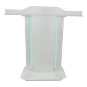 INTSUPERMAI LED Conference Lecture Podium Pulpits Clear Acrylic with Four Wheels