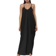 thumbnail image 1 of Fridja Robe Sans Manches Boho Unie à Bretelles Nouées Froncées dans le Dos pour Femmes, 1 of 9