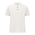 thumbnail image 3 of WREESH Men's Solid Henley Shirts Casual Short Sleeve Turndown Collar Shirt a Classic Solid Color Top for Everyday Style White, 3 of 6