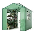 thumbnail image 1 of QinaQin Invernadero portátil pop up de 8x6/8x12 pies, tipo walk-in con estructura de acero galvanizado, cubierta PE verde, puerta con cierre y ventanas enrollables, 1 of 8
