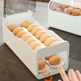 thumbnail image 2 of Yuarrent Caja de almacenamiento de huevos para refrigerador con ranuras separadas para almacenamiento de huevos organizado adecuado Organizadores de utensilios de cocina Blanco transparente, 2 of 6
