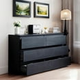 thumbnail image 3 of Miniyam Black 6 Drawer Dresser for Bedroom, Wood Chest of Drawers Storage Cabinet with Hidden Pull Design for Living Room, Entryway, Hallway, 3 of 7