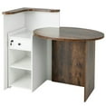 thumbnail image 3 of Kadyn Computer Corner Desk,Home Office Writing Worstation, Corner Table,Front Reception Office Desk with Open Shelf and Lockable Drawer-Brown & White, 3 of 8