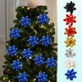 thumbnail image 2 of Horivan 24PCS Christmas Tree Flower Decorations with Clips, Festive Party Decor, Plastic Artificial Holiday Ornaments for Xmas Party & Home Decor, Long Lasting Christmas Tree Accessories, 2 of 5