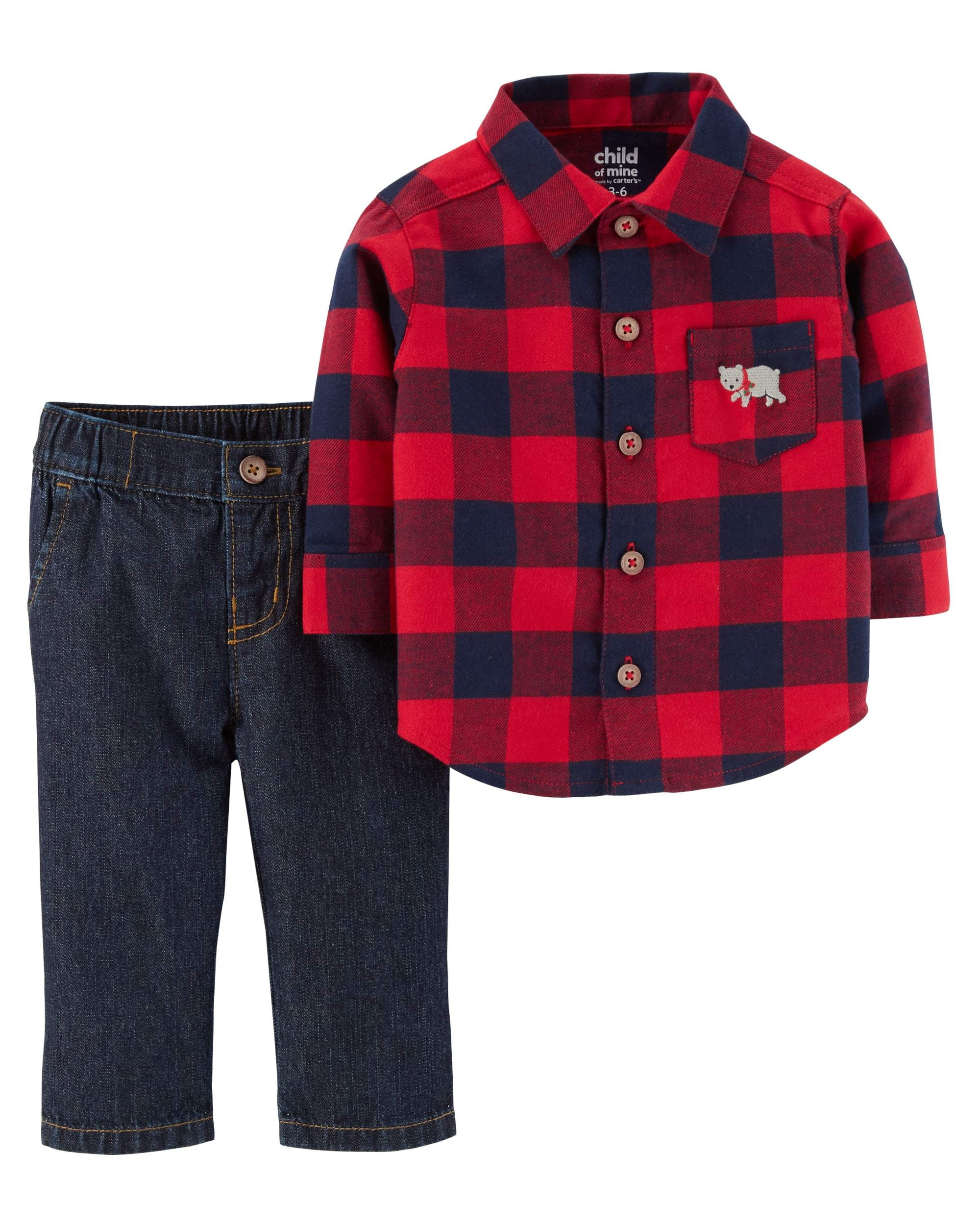 baby boy flannel outfit