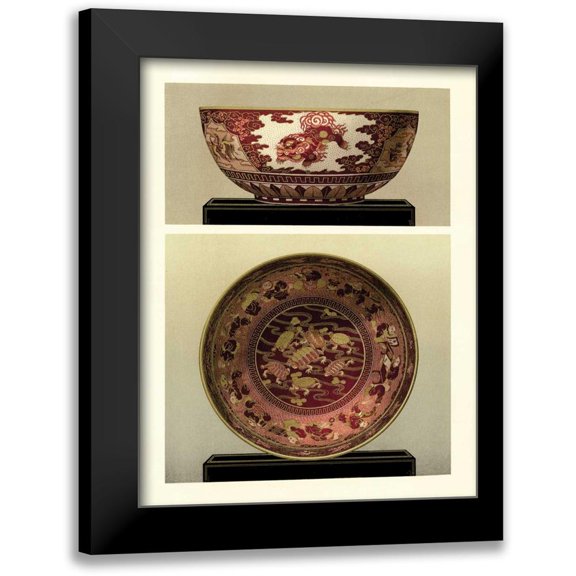 Unknown 12x14 Black Modern Framed Museum Art Print Titled - Oriental Bowl and Plate I