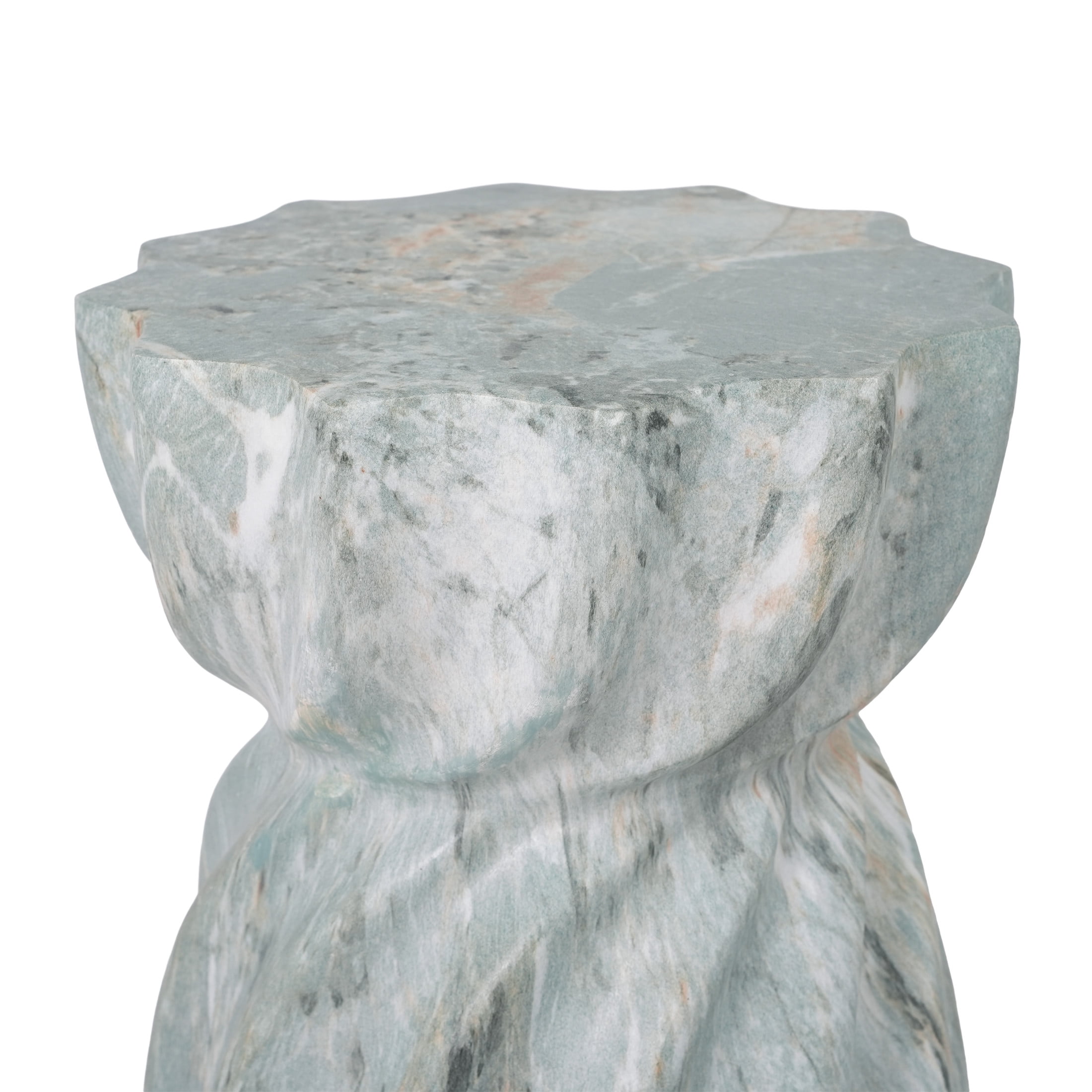 Christopher Knight Home 19" Indoor Outdoor Lightweight Concrete Hourglass Accent Side Table, Green Marble