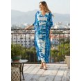 thumbnail image 4 of LA LEELA Women's Summer Loungewear African Beach Mumu Slit Dress Caftan Kaftan Maxi Dresses for Women 2X-3X Blue, Tie Dye, 4 of 4