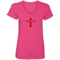 thumbnail image 2 of Fix Your Eyes on Jesus Ladies V Neck Tee Shirt, 2 of 3