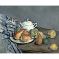 thumbnail image 2 of Cezanne, Paul 24x20 Black Ornate Wood Framed with Double Matting Museum Art Print Titled - Sugar Bowl, Pears and Curtain, 2 of 4