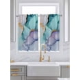 thumbnail image 2 of Tier Curtains 45 Inches Long, Teal Purple Marble Window Treatment Curtain Drapes, Modern Abstract Luxury Ink Painting Window Half Privacy Curtains for Bedroom Bathroom, 42"x45", 2 Panels, 2 of 7