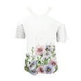 thumbnail image 5 of ICHUANYI Clearance Women Fashion Summer Sexy Printed Regular Starpless Mesh Short Sleeves V Neck Top(White, S) ICHUANYI WER2023080812953, 5 of 5