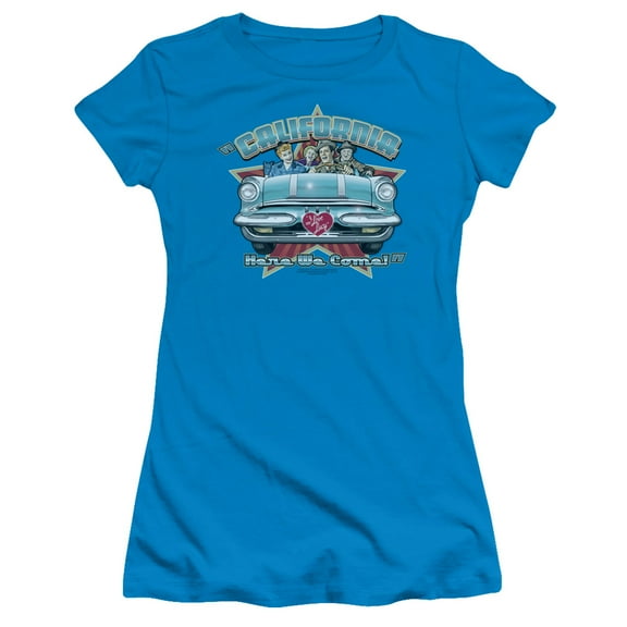 I Love Lucy California Here We Come S/S Junior Women's T-Shirt Sheer Turquoise