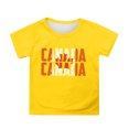 thumbnail image 1 of PMVFHDE T-Shirt à Manches Courtes pour Filles, Col Rond, Coupe Décontractée, Basique, Jaune, 3-4 Ans, 1 of 4