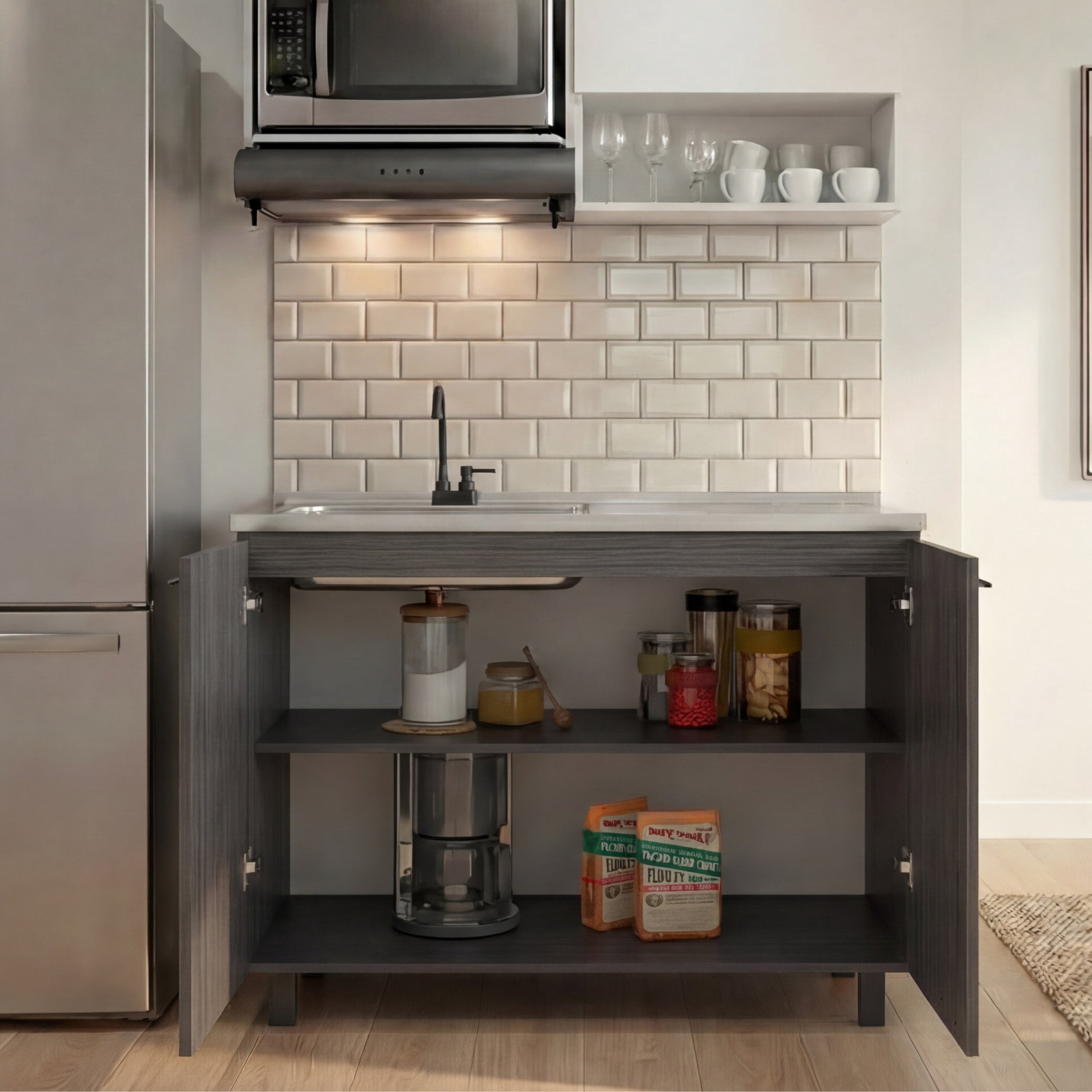 TUHOME Napoles Utility Sink Complete with Faucet Included, Freestanding Base with Legs