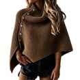 thumbnail image 2 of Holzkary Women Knitted Button Shawl Wrap, High Neck Knit Winter Asymmetrical Knit Poncho Scarf, Soft Warm Neck Warmer for Cold Weather Fall Winter Outfits Travel Vacation Coffee One Size, 2 of 4