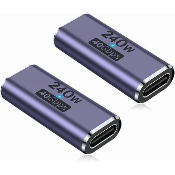 240W USB C Coupler, 2 Pack USB Type C Female to Female Adapter Extender Compatible with Thunderbolt 4/3 Support up to 240W Charging, 40Gbps Data Transfer and 8K@60Hz Video