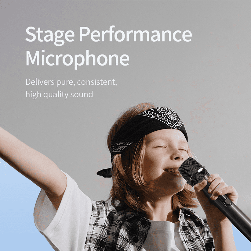 2.4G rechargeable handheld wireless dual microphone, dynamic wireless microphone, suitable for karaoke singing, weddings DJ、 Party, speech, church, classroom use, PA system, 200 feet, gray and red