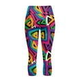 thumbnail image 5 of SCRAWLGOD Stretch Yoga Capris for Women with Pockets Active Lightweight High Waisted Leggings Non See Through Casual Tummy Control Crop Leggings, Colorful Abstract Geometry Print, XXL, 5 of 7