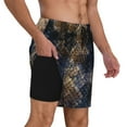 thumbnail image 3 of Gaeub Watercolor Snake Skin Mens Swim Trunks Stretch Beach Shorts Quick Dry for Men Swim Shorts Swimwear with Pockets- 3X-Large, 3 of 9