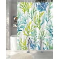 thumbnail image 3 of Split Shower Curtain for Transfer Bench, Coastal Ocean Coral Fabric Shower Curtains for Bathroom, Green Blue Turquoise Aqua Summer Tub Sliding Transfer Bench Waterproof Bath Curtains 72"x72", 3 of 9