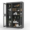 thumbnail image 5 of 100% Solid Wood 48.5" Pantry China Cabinet with Clear Glass Doors and Adjustable Shelves, 5 of 6
