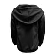 thumbnail image 4 of WTOBBY Women's Solid Color Zipper Hooded Cardigan Long Sleeved Sweatshirt Jacket, Casual Streetwear Top with Front Pocket and Comfortable Loose Fit,Black L, 4 of 5